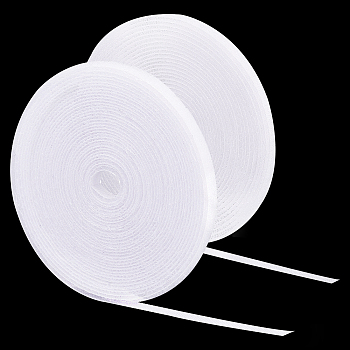 4 Rolls 2 Style Polyester Magic Tapes, Hook & Loop Tapes, White, 6x1.8mm, 5m/roll, 2 style/rolls 