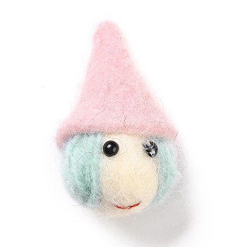 Wool Felt Display Decorations, Witch, Pink, 35~36x31~31.5x65.5~66.5mm