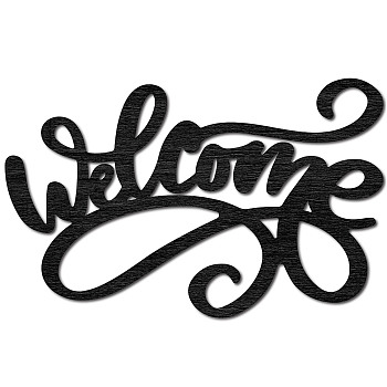 Laser Cut Basswood Welcome Sign, Wall Sculpture Hanging Decoration, for Home Gallery Office, Word Welcome, 190x300x5mm