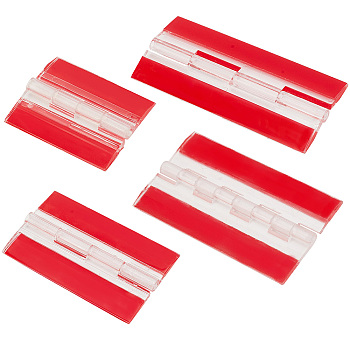 Gorgecraft 4Pcs 4 Style Acrylic Self Adhesive Hinge, Rectangle, Red, 45~100x35~44x6~6.5mm, 1pc/style