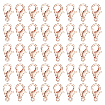 5 Bags Brass Lobster Claw Clasps, Long-Lasting Plated, Real Rose Gold Filled, 12x7.5x2.5mm, Hole: 1.2mm, about 10pcs/bag