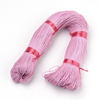 Waxed Cotton Cord, Hot Pink, 1mm, about 360yard/bundle(330m/bundle)