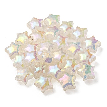 UV Plating Rainbow Iridescent Transparent Crackle Acrylic Beads, Star, Pale Goldenrod, 20x21.5x13mm, Hole: 3mm