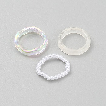 Acrylic Finger Rings for Women, White, 3~5.5mm,US Size 6(16.5mm~18.1mm)