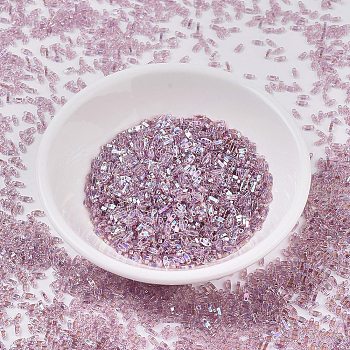 MIYUKI Quarter TILA Beads, Japanese Seed Beads, 2-Hole, (QTL256) Transparent Smoky Amethyst AB, 5x1.2x1.9mm, Hole: 0.8mm, about 24000pcs/500g