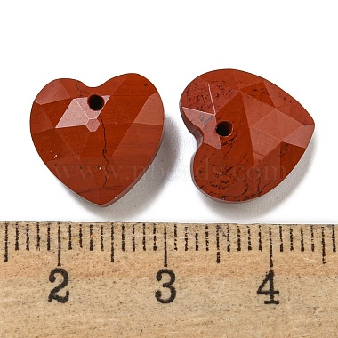 Breloques coeur à facettes en jaspe rouge naturel(G-G123-01B)-3