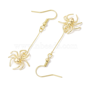 Halloween Spider Brass Dangle Earrings(EJEW-JE05859)-4