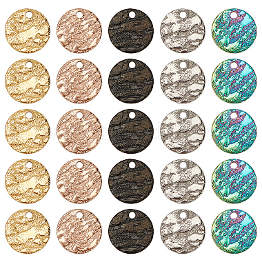 Mixed Color Flat Round Stainless Steel Pendants