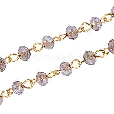 Handmade Rondelle Glass Beads Chains for Necklaces Bracelets Making(AJEW-JB00037-05)-4