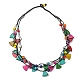 Dyed Natural Coconut Round & Fan Beaded Multi-strand Necklaces(NJEW-B088-03)-1