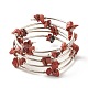 5-boucles de bracelets enroulés de perles de jaspe rouge naturel pour femme(BJEW-JB01517-04)-1