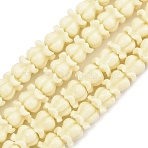 Synthetic Coral Carved Beads Strands, Flower, Lemon Chiffon, 6.5x6~6.5x6.5mm, Hole: 0.7mm, about 60pcs/strand, 14.29 inch(36.3cm)(CORA-C004-04)