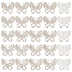 30Pcs Glass Rhinestone Cabochons, with Alloy Findings, Butterfly, Platinum, 19x21.5x3mm(FIND-MA0001-16B)