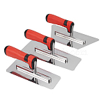 3Pcs 420 Stainless Steel Finishing Trowel Sets, Paint Plastering Hand Tool with Handle , Stainless Steel Color, 100~240x80~110x86mm(TOOL-WH0136-238)