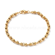 Vacuum Plating 304 Stainless Steel Round Beaded Bracelet for Women, Golden, 7-1/4 inch(18.5cm)(BJEW-E108-15G-01)