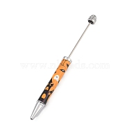 Halloween Theme Plastic Ball-Point Pen, Iron Pole Beadable Pen, for DIY Personalized Pen with Jewelry Beads, Dark Orange, 150x11mm, Pin: 2mm(AJEW-P126-A02)