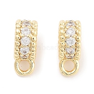 Brass with Cubic Zirconia Tube Bails, Column, Clear, Real 18K Gold Plated, 9x3.8x6.8mm, Hole: 1.6mm and 4mm(KK-P271-08G)