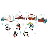 PVC Wall Stickers, Wall Decoration, Christmas Theme, Panda, Snowflake & House Pattern, Colorful, 700x390mm, 2 sheets/set(DIY-WH0228-553)