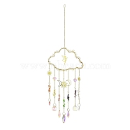 Metal Hanging Suncatchers, Natural Quartz Crystal & Amethyst & Citrine Chips and Glass Tassel for Window Garden Decorations, Cloud, 465mm(HJEW-P018-D03)