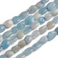 Natural Aquamarine Beads Strands, Tumbled Stone, Nuggets, 10~15x7.5~11.5x7.5~12.5mm, Hole: 1mm, about 36pcs/Strand, 15.67 inch(39.8 cm)(X-G-D0002-D54)