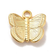 Ion Plating(IP) 304 Stainless Steel Pendants,  Butterfly Charms, Real 18K Gold Plated, 12.5x13x3mm, Hole: 1.8mm(STAS-A066-20G)