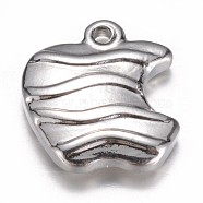 201 Stainless Steel Charms, 
Apple, Stainless Steel Color, 13x12x3mm, Hole: 1mm(STAS-G073-45P)