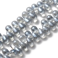 Electroplate Glass Beads, Top Drilled, Teardrop, Light Steel Blue, 8.5x5x5.5mm, Hole: 0.8mm(GLAA-WH0023-29A)