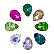 Pointed Back Glass Rhinestone Cabochons, Faceted, teardrop, Mixed Color, 10x7x4mm(RGLA-T081-7x10mm)