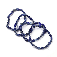 Natural Lapis Lazuli Bead Stretch Bracelets, Tumbled Stone, Nuggets, Inner Diameter: 2~2-1/4 inch(5.2~5.6cm)(BJEW-K213-18)