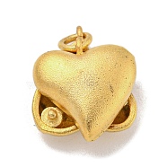 Brass Magnetic Clasps with Jump Ring, Heart, Matte Gold Color, 14.5x12x6mm, Hole: 3mm(KK-A214-04MG)