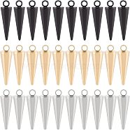 32Pcs 4 Style 2 Colors 304 Stainless Steel Pendants, Spike/Cone, Golden & Stainless Steel Color, 4pcs/style(STAS-UN0026-37)