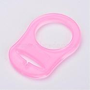 Eco-Friendly Plastic Baby Pacifier Holder Ring, Pink, 48x32x3mm, Hole: 22mm(KY-K001-C09)