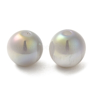 Iridescent Opaque Resin Beads, Candy Beads, Round, Light Grey, 10x9.5mm, Hole: 1.8mm(RESI-Z015-01B-01)