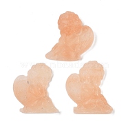 Natural Selenite Carved Angel Figurines, for Home Desktop Decoration, Light Salmon, 61~67x52~60x11~12mm(G-G130-01B)