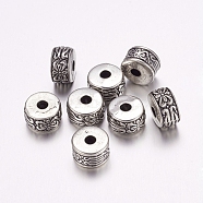 CCB Plastic Beads, Flat Round, Antique Silver, 13x7.5mm, Hole: 3.5mm(CCB-F006-01AS)