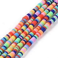 Handmade Polymer Clay Beads Strands, for DIY Jewelry Crafts Supplies, Heishi Beads, Disc/Flat Round, Orange Red, 3x0.6~1.2mm, Hole: 1.6~1.8mm, about 412pcs/strand, 15.94 inch(40.5cm)(CLAY-R089-3mm-017)