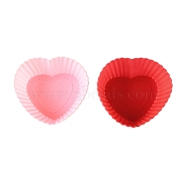 Heart Cake DIY Food Grade Silicone Mold, Cake Molds (Random Color is not Necessarily The Color of the Picture), Random Color, 71x80x32mm(DIY-K075-04)