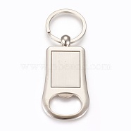 Zinc Alloy Cabochon Settings Bottle Openers, with Iron Ring, Rectangle, Platinum, Tray: 22x30mm, 95mm, 69x36x3mm, 1pc/box(AJEW-E038-01P)