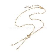 Brass Slider Necklace Makings, with Paperclip Chains and Slider Beads, Real 18K Gold Plated, 20.67 inch(52.5cm)(AJEW-JB01271)