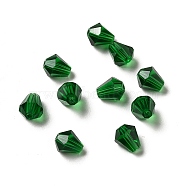Glass Imitation Austrian Crystal Beads, Faceted, Diamond, Dark Green, 6x5mm, Hole: 1mm(GLAA-H024-13C-08)
