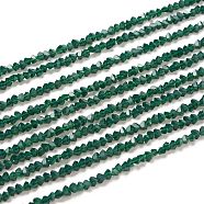Transparent Solid Color Glass Beads Strands, Faceted, Polygon, Green, 2.5x2.5x2.5mm, Hole: 0.7mm, about 150pcs/strand, 13.39''(34cm)(GLAA-L031-01-B02)