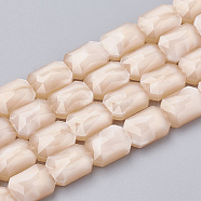 Opaque Solid Color Glass Beads Strands, Faceted, Rectangle Octagon, Navajo White, 14x10x7mm, Hole: 1mm, about 25pcs/strand, 113.97 inch(35.5cm)(GLAA-N032-04N)