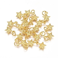 Electroplated Alloy Charms, Long-Lasting Plated, with Brass Jump Ring, Star, Golden, 11.5x8.5x3mm, Hole: 3.5mm(X-PALLOY-G267-09G)