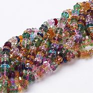 Glass Beads Strands, Crystal Suncatcher, Mixed Color, Faceted, Rondelle, about 6mm in diameter, 3mm thick, hole: 1mm, about 125pcs/strand, 15 inch(GF3x6mm-5)