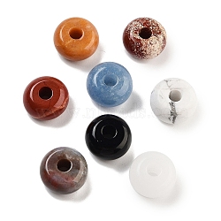 Natural Mixed Stone European Beads, Large Hole Rondelle Beads, 14~14.5x7.7~8.3mm, Hole: 4mm(G-C134-04)