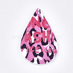 Printed Wooden Big Pendants, Dyed, teardrop, Colorful, 59x36x2.5mm, Hole: 1.5mm(X-WOOD-S051-01N)