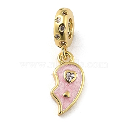 Rack Plating Brass Micro Pave Cubic Zirconia Pendant, with Enamel, Long-Lasting Plated, Lead Free & Cadmium Free, Heart, Real 18K Gold Plated, 25mm, Hole: 4.5mm(KK-H456-10G)