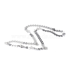 201 Stainless Steel Heart Link Chain Necklace for Men Women, Stainless Steel Color, 18.90 inch(48cm)(NJEW-I122-08P)