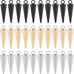 32Pcs 4 Style 2 Colors 304 Stainless Steel Pendants, Spike/Cone, Golden & Stainless Steel Color, 4pcs/style(STAS-UN0026-37)