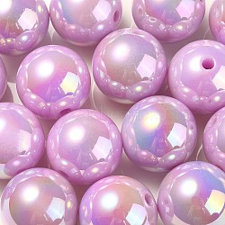 UV Plating Rainbow Iridescent Acrylic Beads, Round, Thistle, 17.5x17mm, Hole: 2.8mm(PACR-E001-04E)